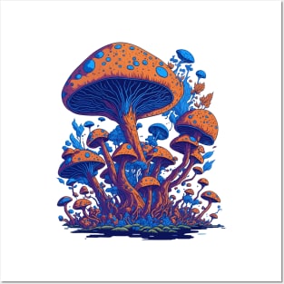 Magic Mushrooms - Colorful Forest of Mushrooms Posters and Art